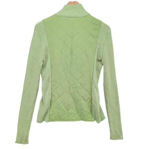 J McLaughlin Quilted Silk Sweater Jacket Womens Lime Green Full Zip Size M - Picture 2 of 11